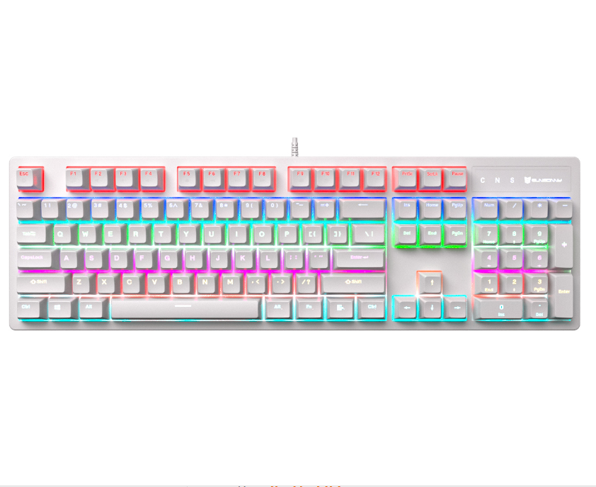 森送尼 J7PRO 有线机械键盘  青轴 RGB灯光 白色