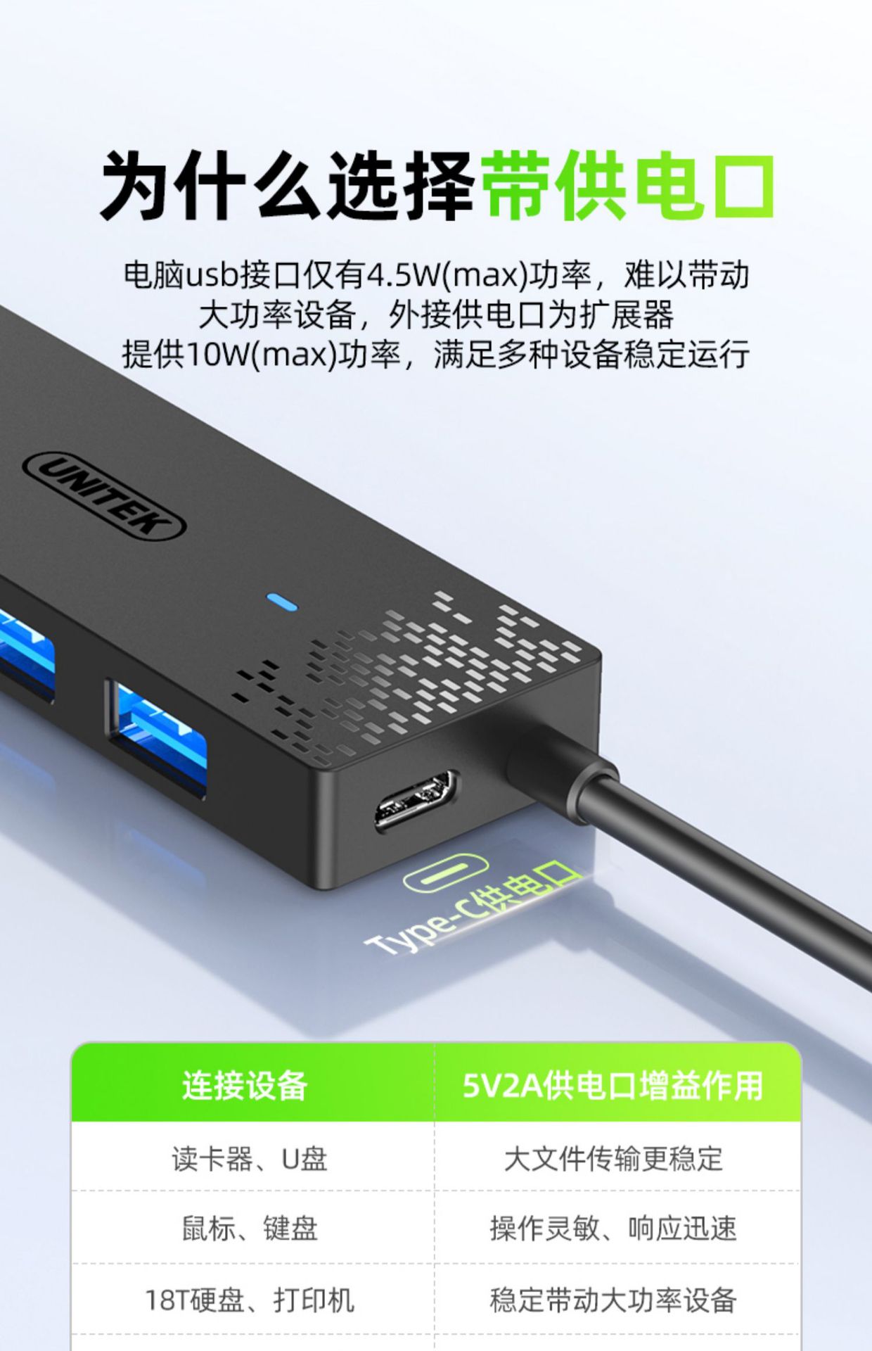 【H1322A】优越者USB一分四HUB（4口USB3.0）0.3米线