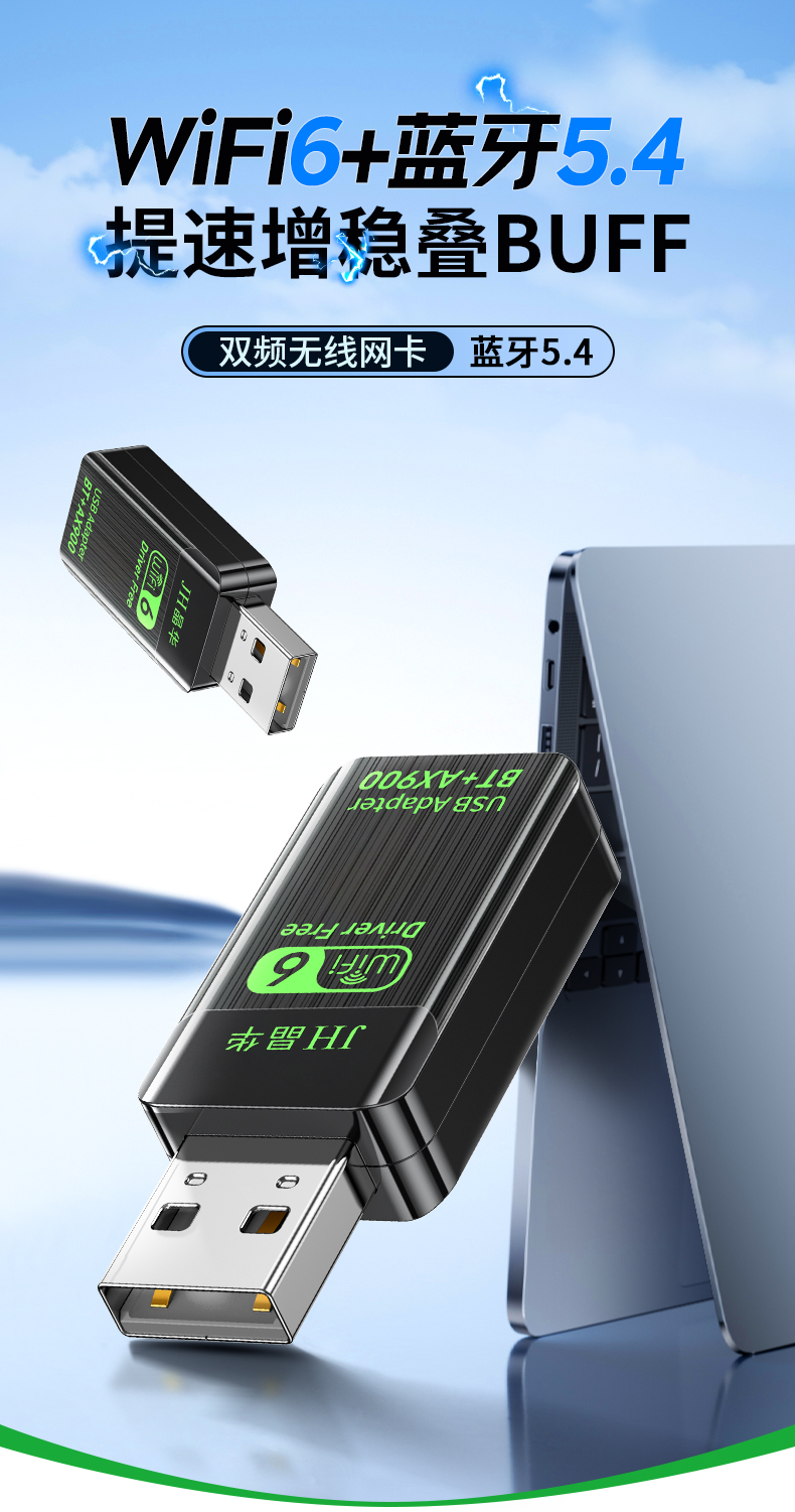 【N551】晶华900M无线网卡WIFI6+蓝牙5.4（MINI）