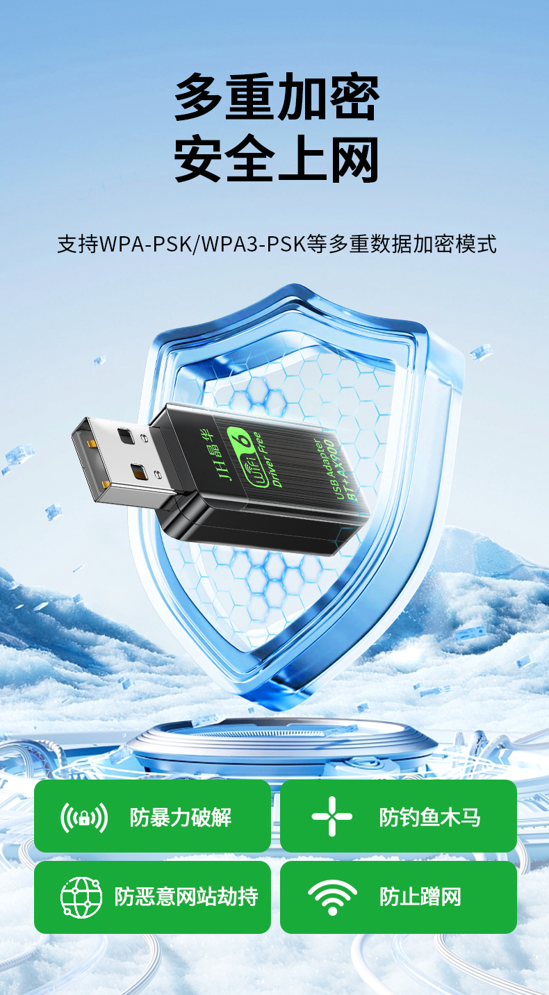 【N551】晶华900M无线网卡WIFI6+蓝牙5.4（MINI）