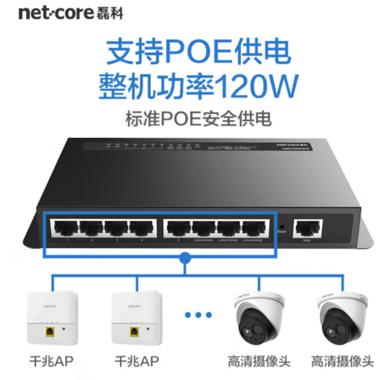 磊科NBR-1009GPE-9口AC千兆路由器