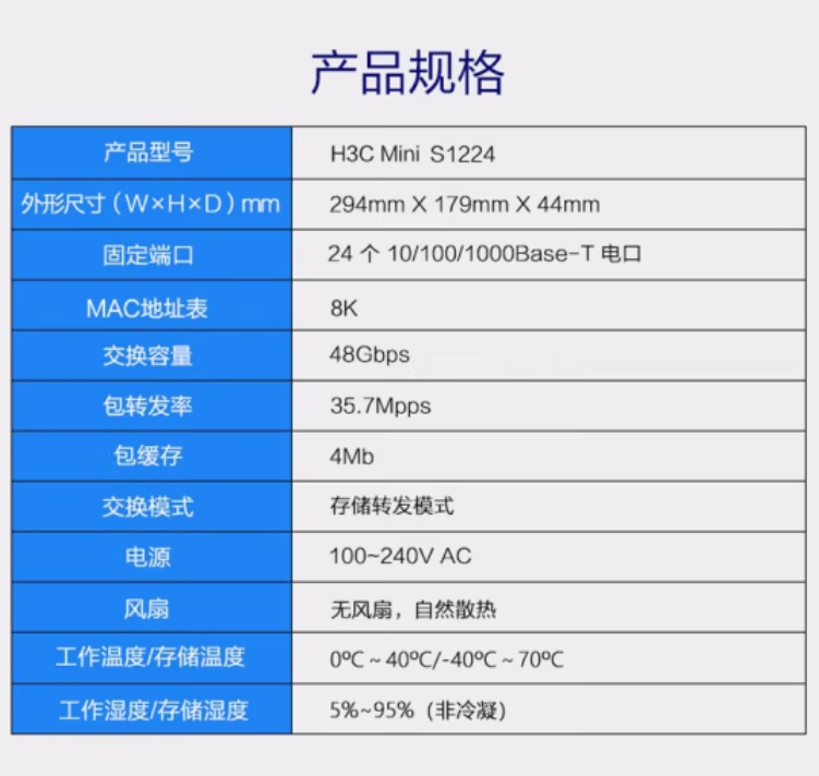 华三S1224-24口桌面千兆交换机