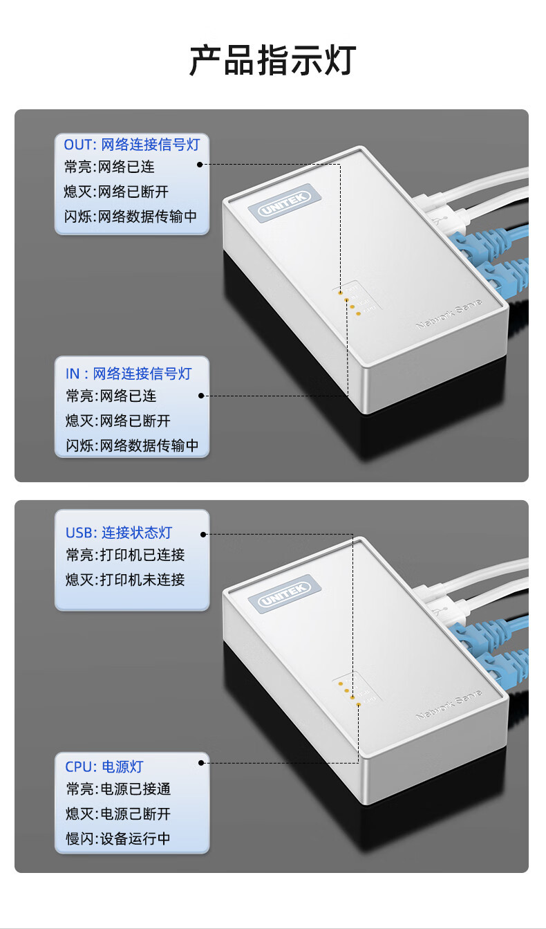 【T036A】优越者USB打印服务器(网络共享打印）