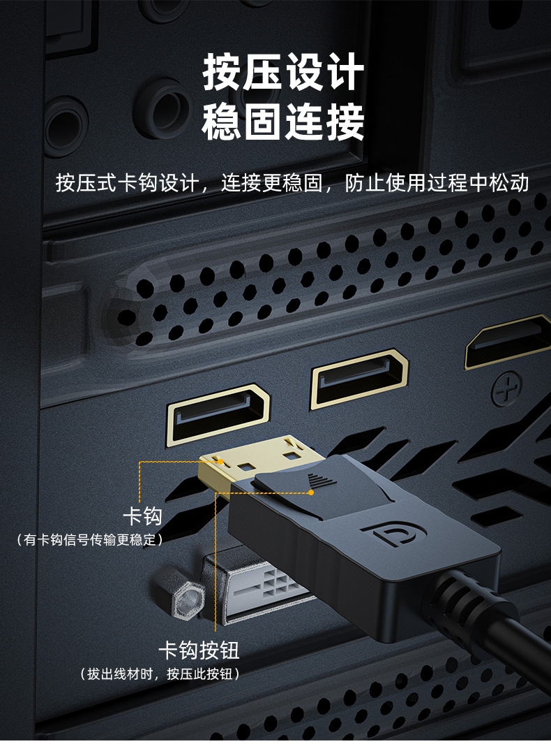 【Z623】大DP转HDMI高清线1.5米4K分辨率单向转换HDMI必须接显示设备