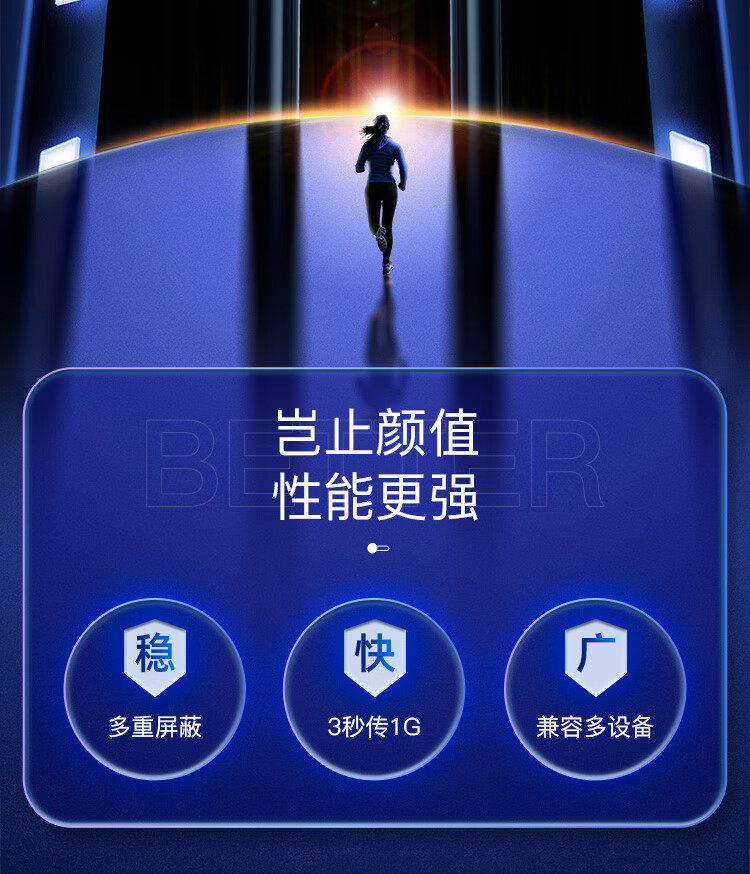 优越者USB-USB3.0数据线（带芯片，带供电接口）