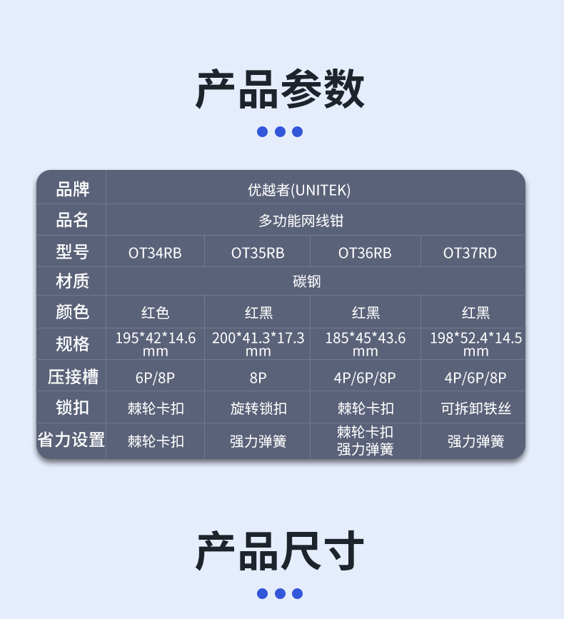 【OT34RB】优越者双用网钳（网线，电话线水晶头）