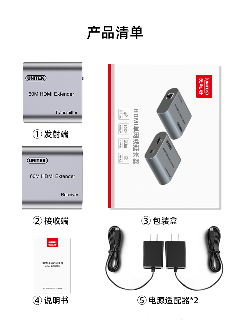 【178A】优越者HDMI网线延长器（60米）