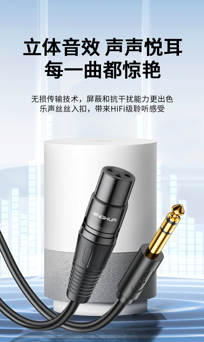 A155【6.5-卡侬孔】晶华麦克风线 话筒线