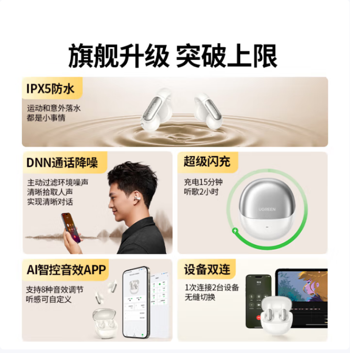 绿联WS210无线耳机45760黑色