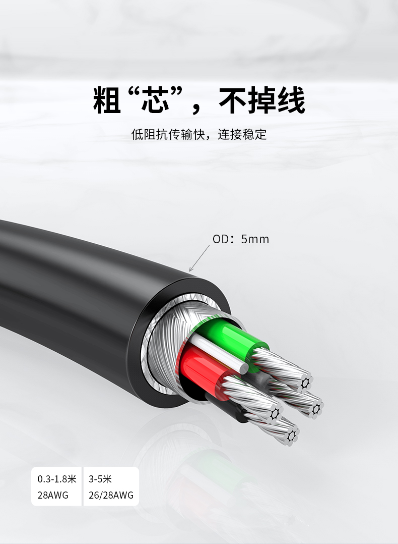 【C416】优越者透明棕USB延长线