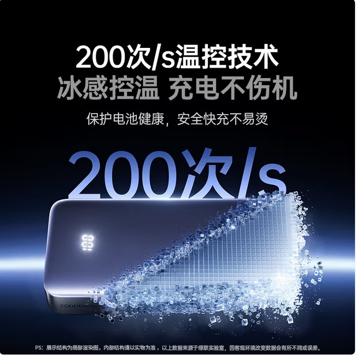 绿联55989充电宝20000毫安30W双向快充 可上飞机
