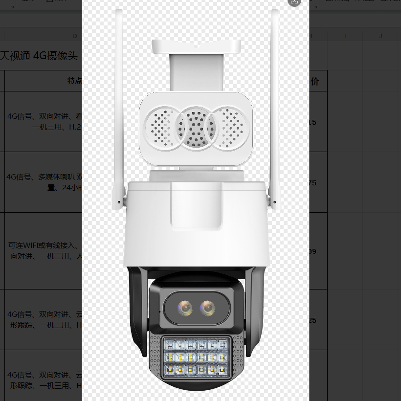 8寸双摄4G-500W臻全彩球机ZX-T4G-8602-L(E52)