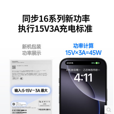 绿联65166--Type-C快充插头 45W氮化镓快充头