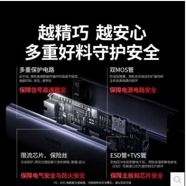 绿联75643--Type-C转DP1.4接口扩展坞4K60Hz拓展坞千兆网口转接头USB3.0