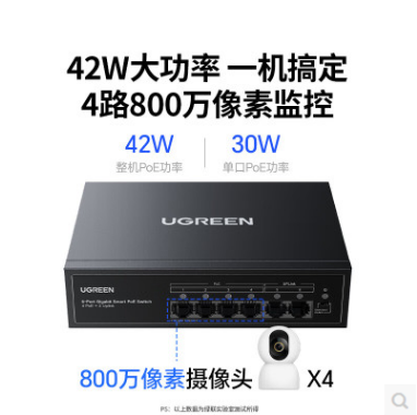 绿联75290--4口+2口poe交换机 42W