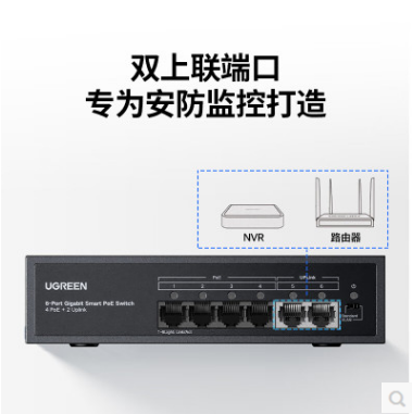 绿联75290--4口+2口poe交换机 42W