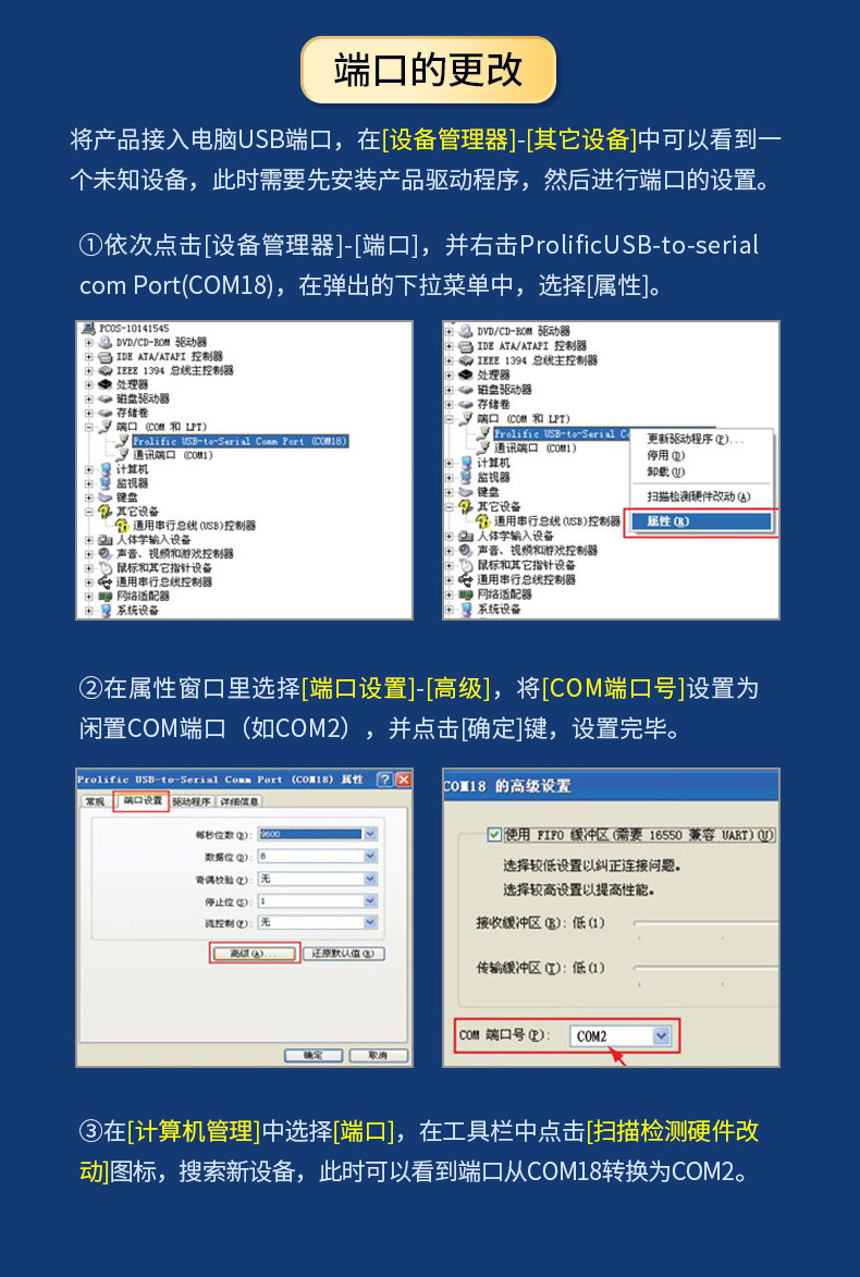 优越者USB转串口线(1.5米)兼容所有串口设备