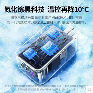 绿联50653--USB三口氮化镓快速充电器65W 桌面旅充折叠款