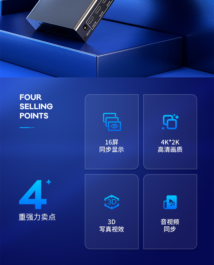 【V137A】优越者HDMI分配器分屏器一进16出(16个屏幕同时显示相同画面）