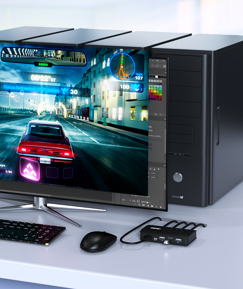 【V149A】优越者HDMI口KVM切换器键盘鼠标切换器（四进一出）