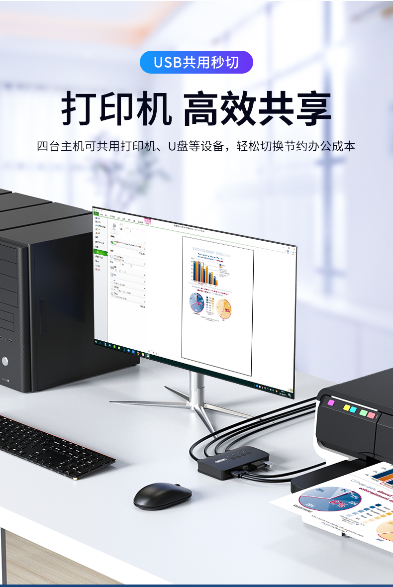 【V149A】优越者HDMI口KVM切换器键盘鼠标切换器（四进一出）