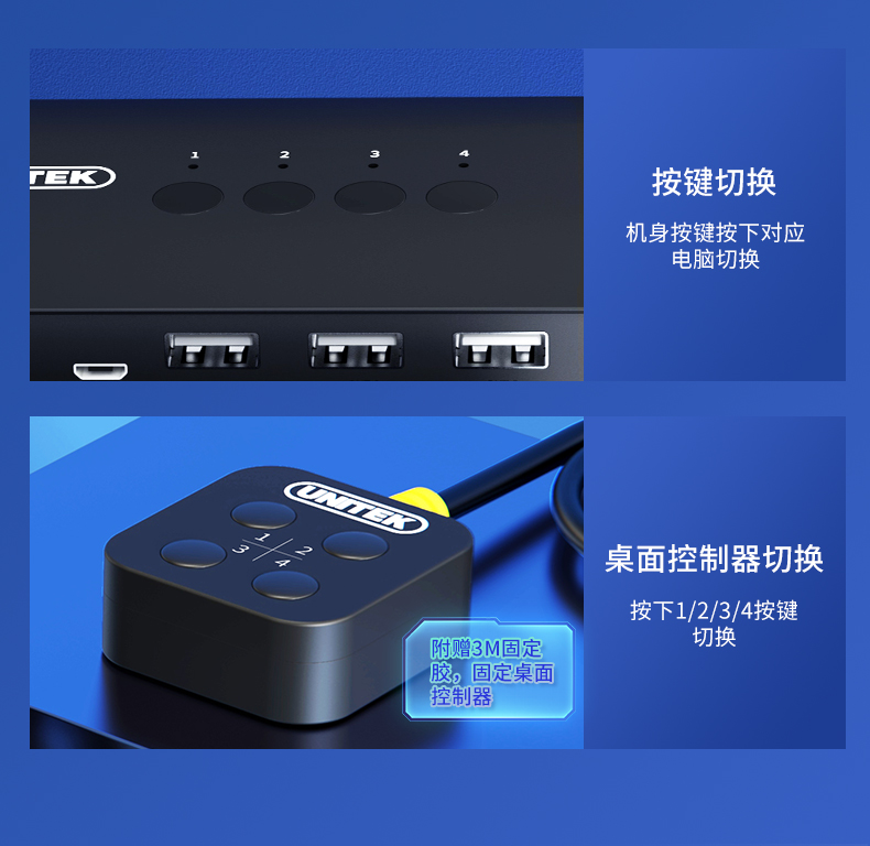 【V149A】优越者HDMI口KVM切换器键盘鼠标切换器（四进一出）