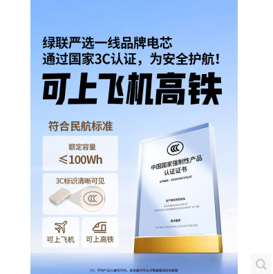 绿联65380-20W磁吸自带线充电宝1万毫安