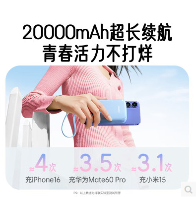 绿联45426-自带线20000毫安22.5W快充 充电宝