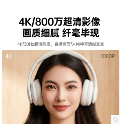 绿联85071-USB高清摄像头 4K@30fps 自动对焦 横竖屏 内置隐私盖