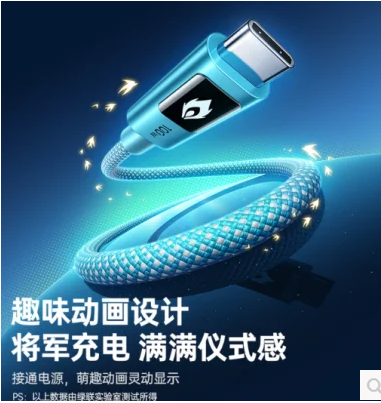 绿联35501SR-【爻光联名款】100W数显双C线 1米