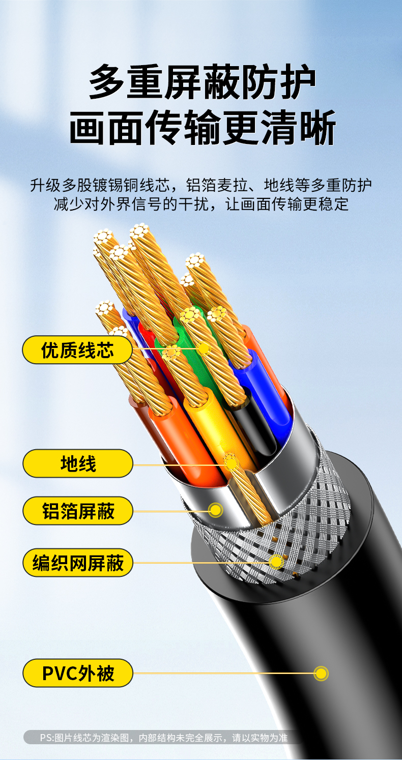 Z193G【2米】晶华HDMI转VGA线一体线1080P单向传输