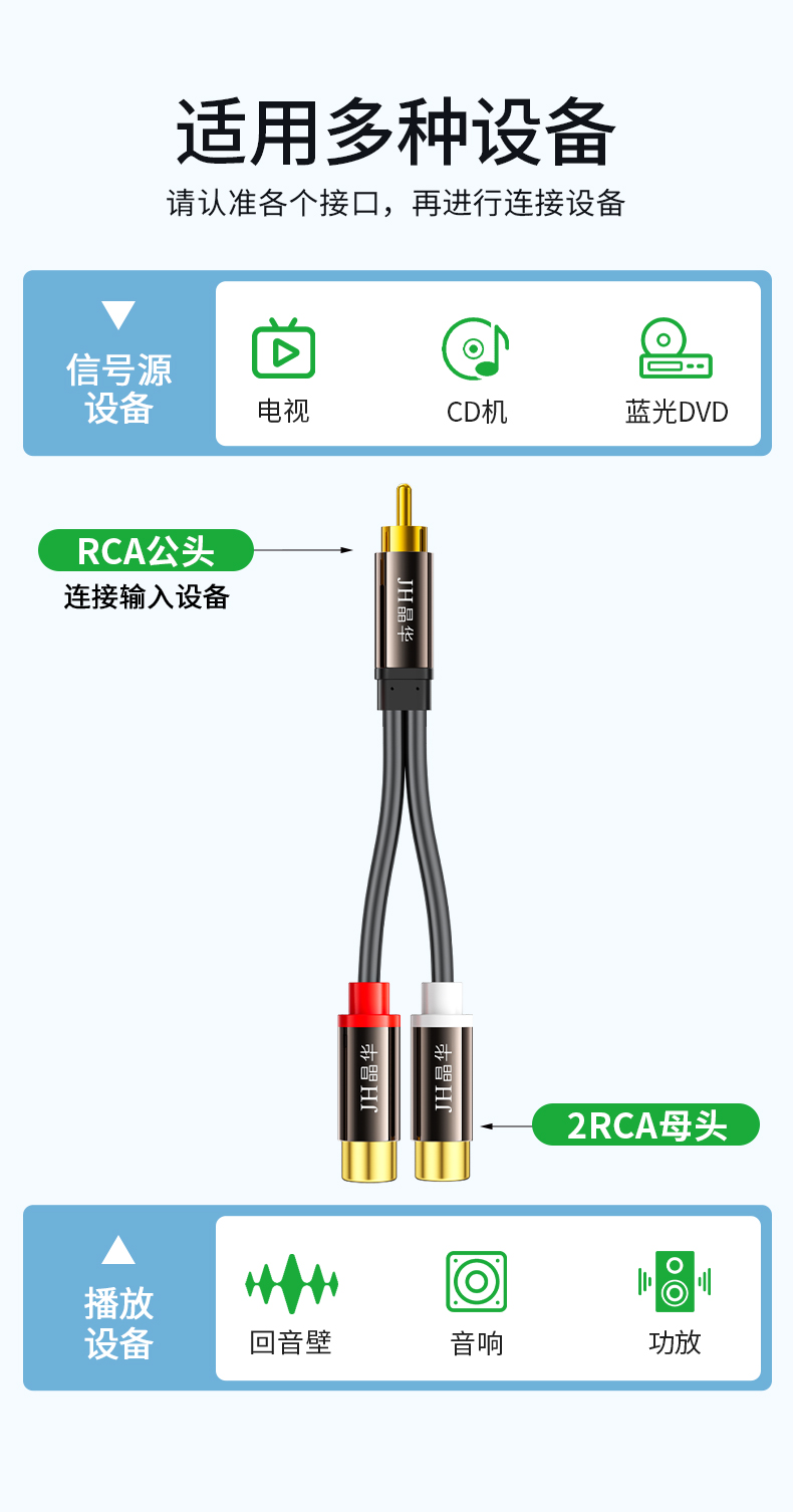 A169A【0.2米】晶华莲花一分二孔音频转接线