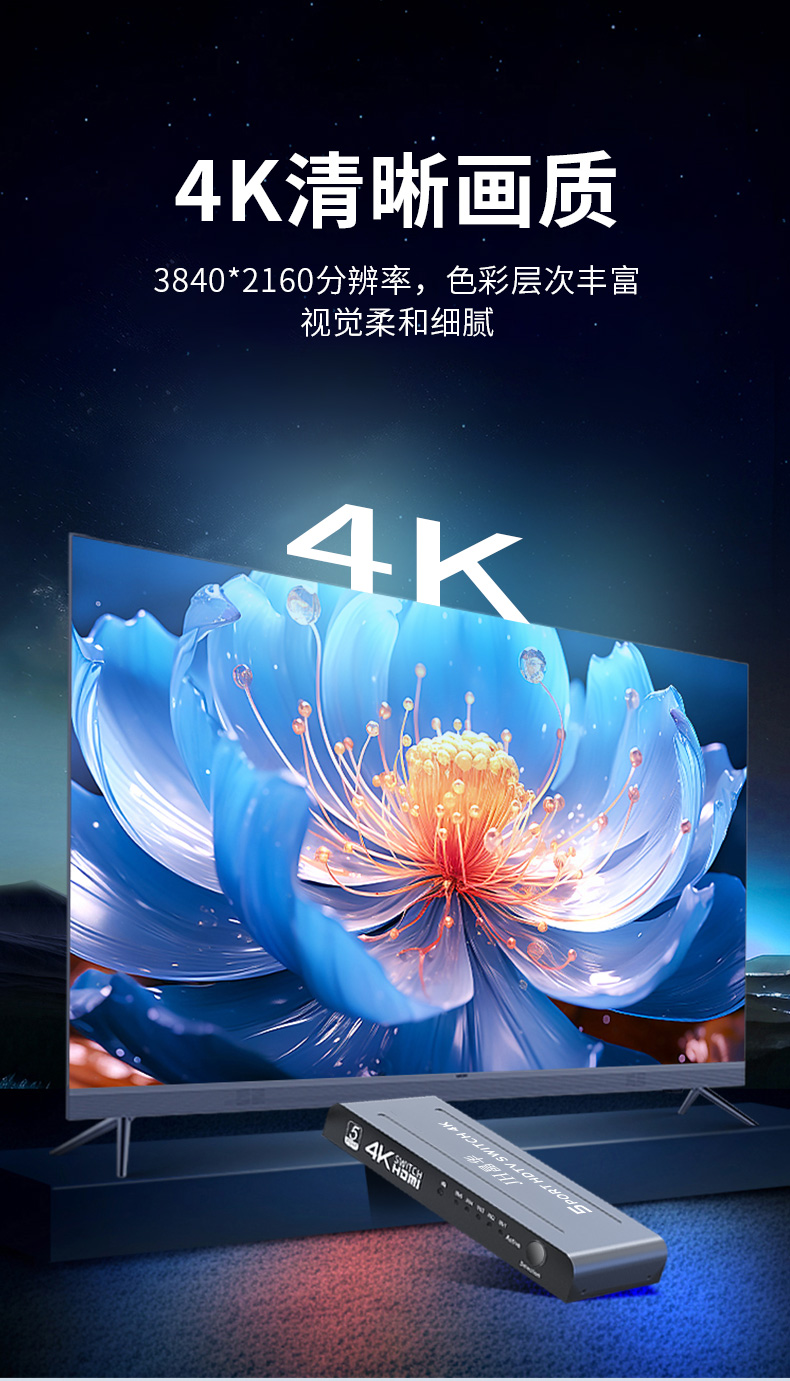 Q509【五进一出】晶华HDMI切换器切屏器