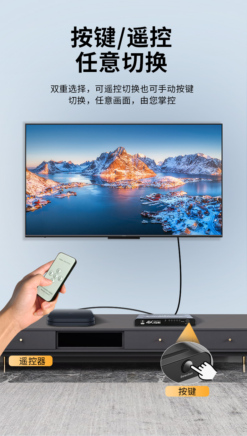 Q509【五进一出】晶华HDMI切换器切屏器