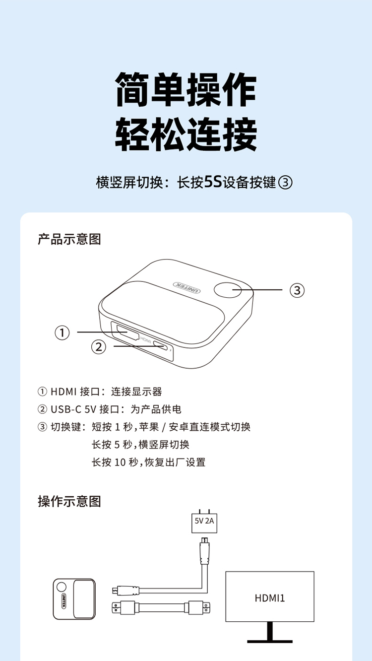V162B优越者无线投屏器（支持笔记本，手机）