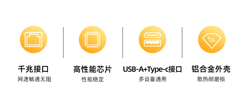 U1346C【U+C双口】优越者USB3.0网卡 千兆 免驱