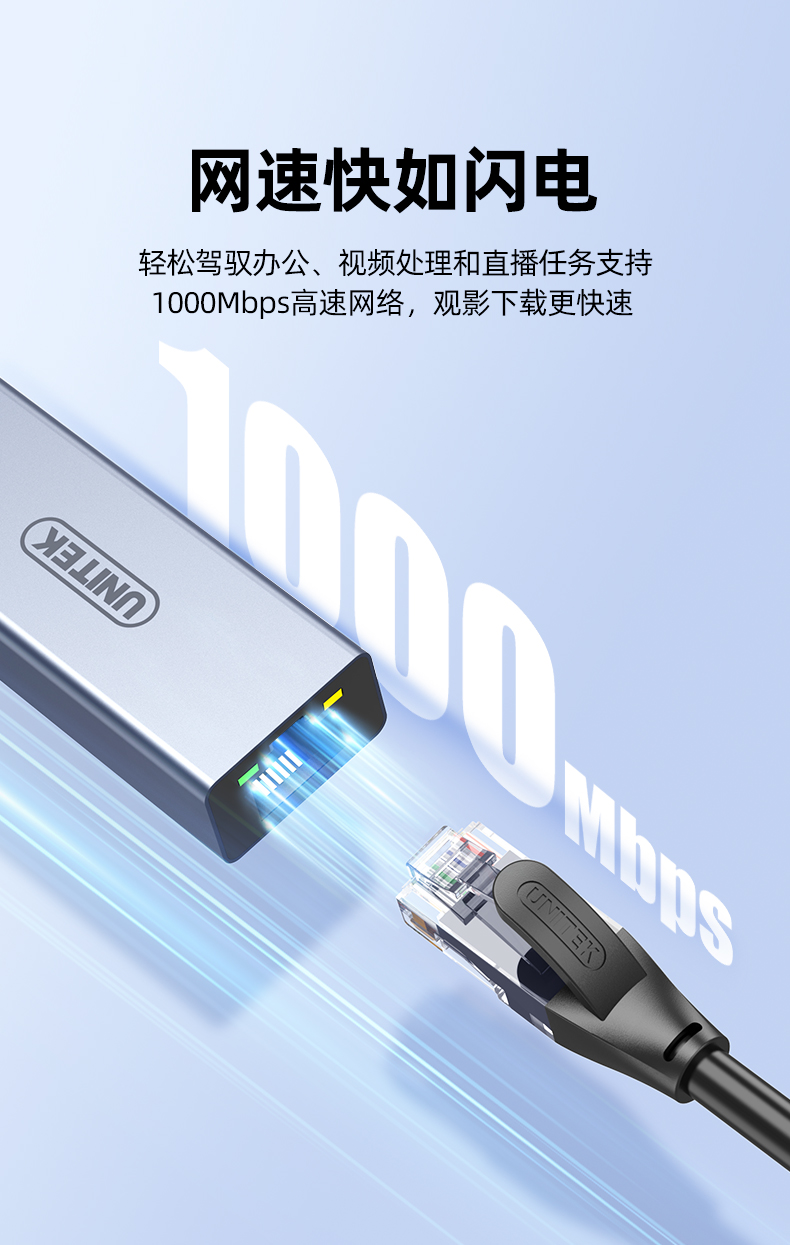 U1346C【U+C双口】优越者USB3.0网卡 千兆 免驱