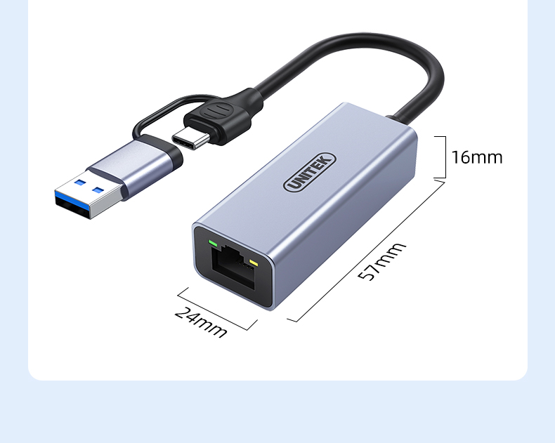 U1346C【U+C双口】优越者USB3.0网卡 千兆 免驱